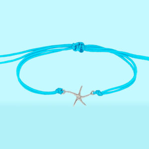 Starfish Sterling Silver Pendant Nylon Bracelet