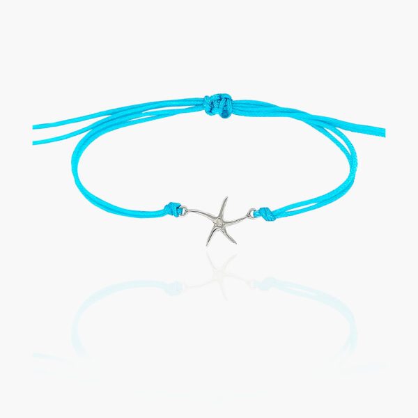Starfish Sterling Silver Pendant Nylon Bracelet