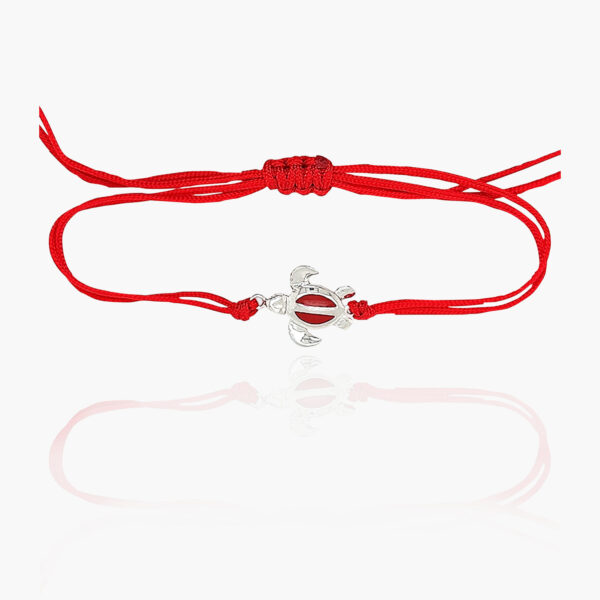 Tortoise Sterling Silver Pendant Nylon Bracelet