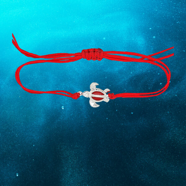 Tortoise Sterling Silver Pendant Nylon Bracelet - Image 2