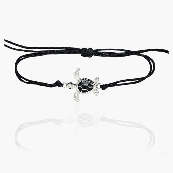 Sea Turtle Sterling Silver Pendant Nylon Bracelet