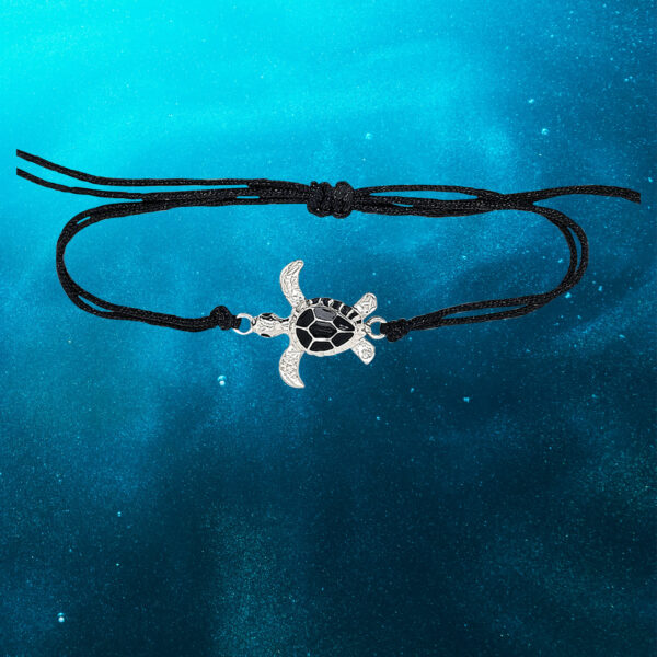 Sea Turtle Sterling Silver Pendant Nylon Bracelet - Image 2