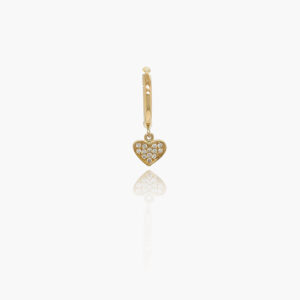18K Gold Heart Pendant Diamond Huggies Earrings