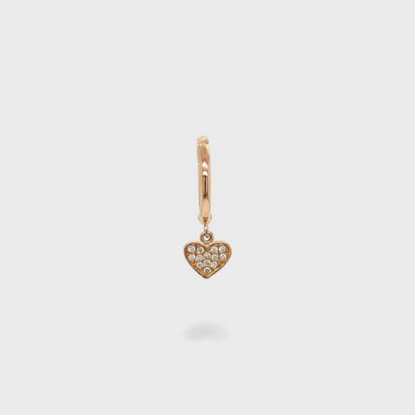 18K Gold Heart Pendant Diamond Huggies Earrings - Image 2