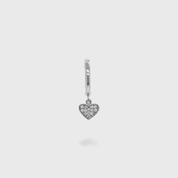 18K Gold Heart Pendant Diamond Huggies Earrings - Image 3