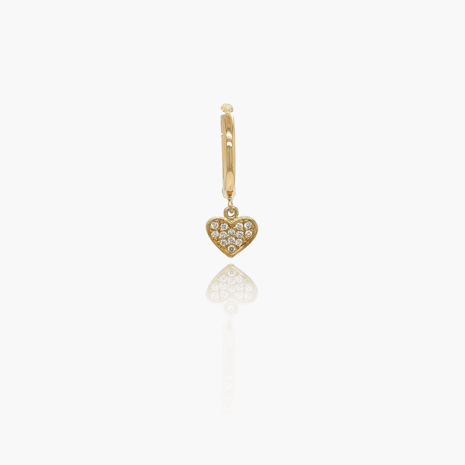 18K Gold Heart Pendant Diamond Huggies Earrings