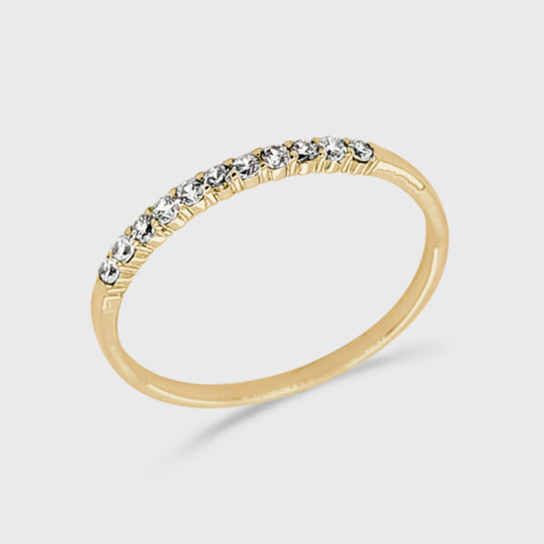 18K Gold Wedding Ring - 11 off Diamonds 0.14ct in 2-Prong Setting