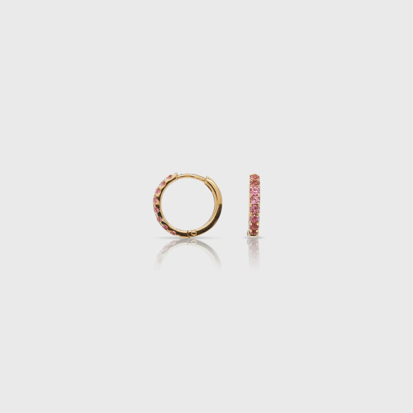 18K Gold Pink Tourmaline Huggies Earrings