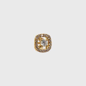 18K Gold Diamond Head with Diamond Halo Stud Earrings