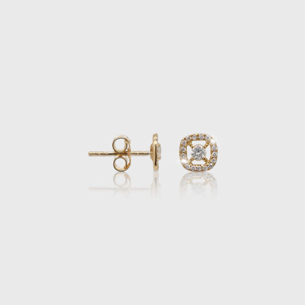 18K Gold Diamond Head with Diamond Halo Stud Earrings