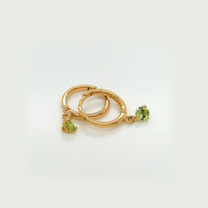 18K Gold Peridot Dangle Huggies Earrings