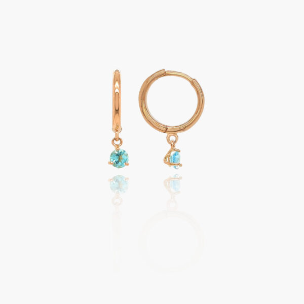 18K Gold Topaz Dangle Huggies Earrings