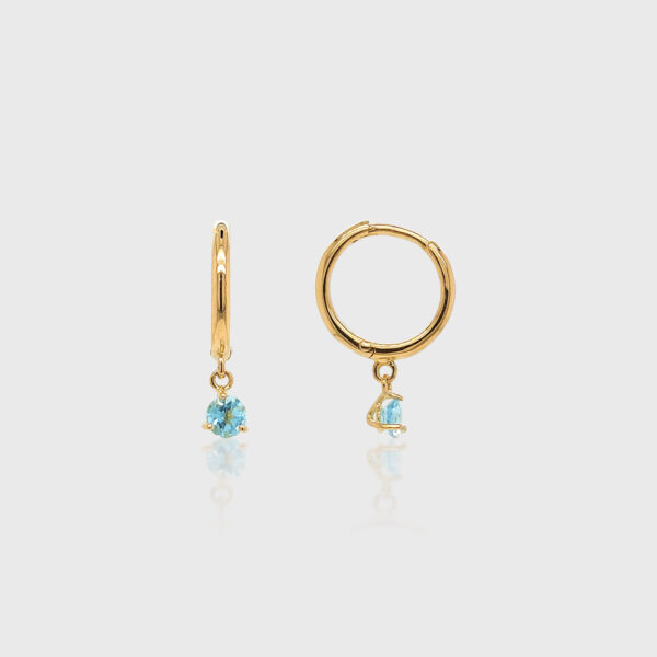 18K Gold Topaz Dangle Huggies Earrings