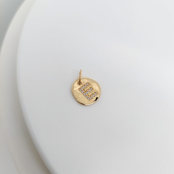 18K Gold 10.5mm Letter "E" Diamond Pendant - Image 2