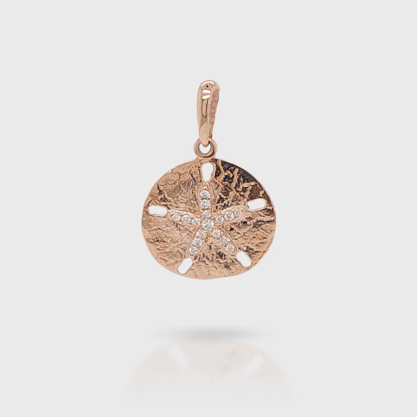 18K Gold 12mm Sand Dollar Diamond Pendant