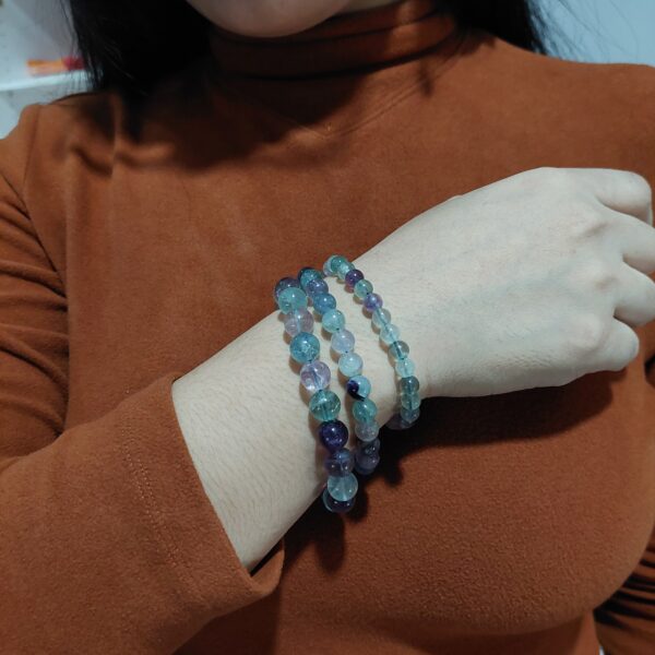 Fluorite Stone Beads Elastic Bracelet - Image 2