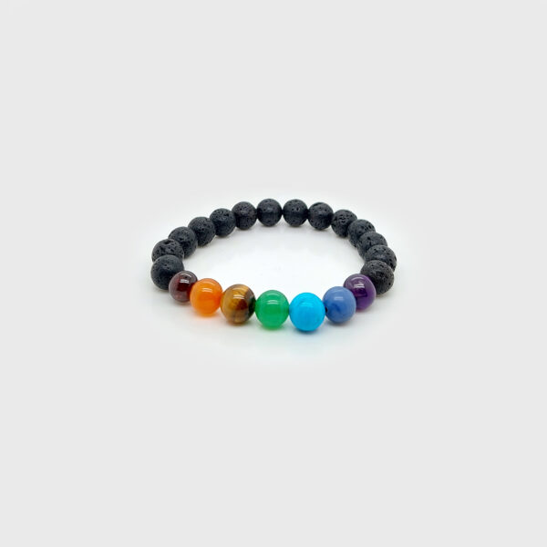 7 Chakras Multi-stone/Lava Stone Beads Elastic Bracelet