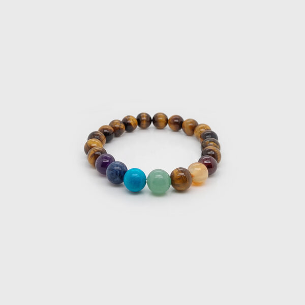 7 Chakras Multi-stone/Tiger Eye Stone Beads Elastic Bracelet