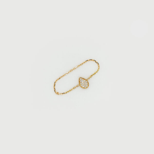 18K Gold Pear-shaped Diamond Chain Ring