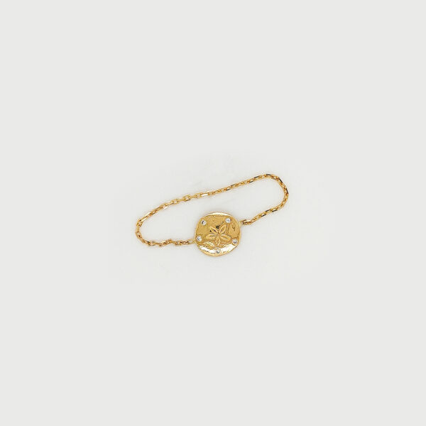 18k Gold Sand Dollar Diamond Chain Ring