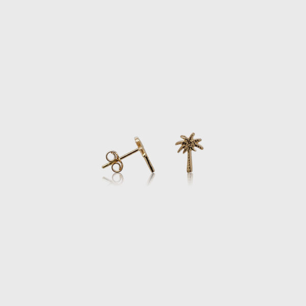 18K Gold Coconut Tree Stud Earrings