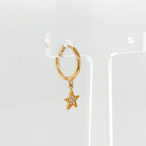 18K Gold Star Diamond Huggies Earrings