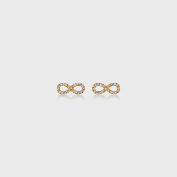 18K Gold Infinity Symbol Diamond Stud Earrings