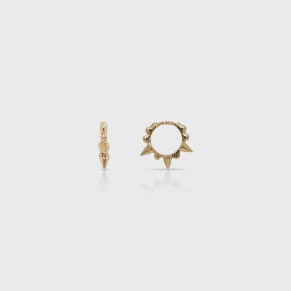 18K Gold Punk Spike Diamond Huggies Earrings