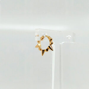 18K Gold Punk Spike Diamond Huggies Earrings