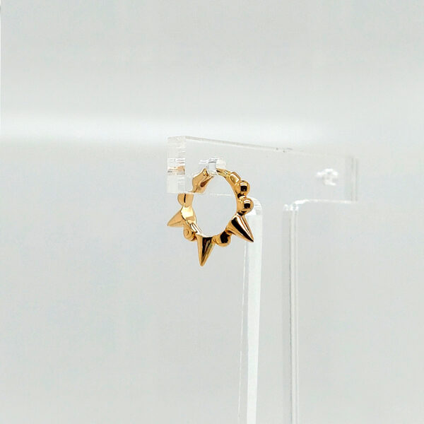 18K Gold Punk Spike Diamond Huggies Earrings - Image 2