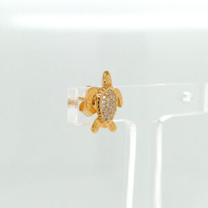 18K Gold Turtle Diamond Stud Earrings