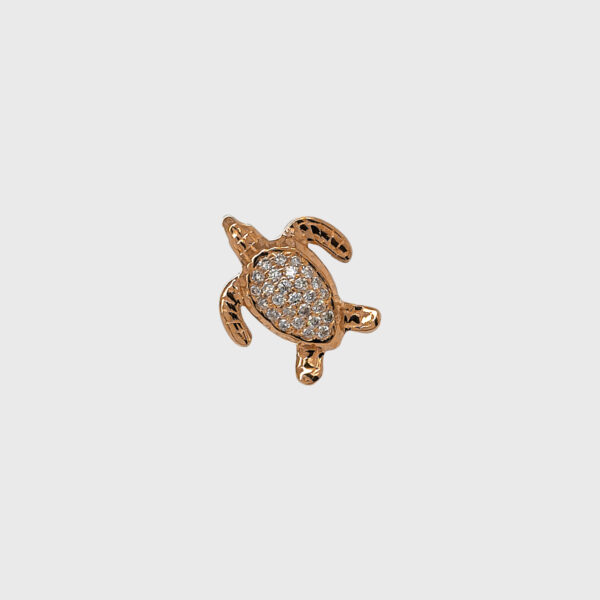 18K Gold Turtle Diamond Stud Earrings - Image 3