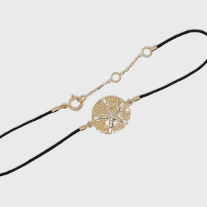 18K Gold Sand Dollar Pendant Nylon Bracelet