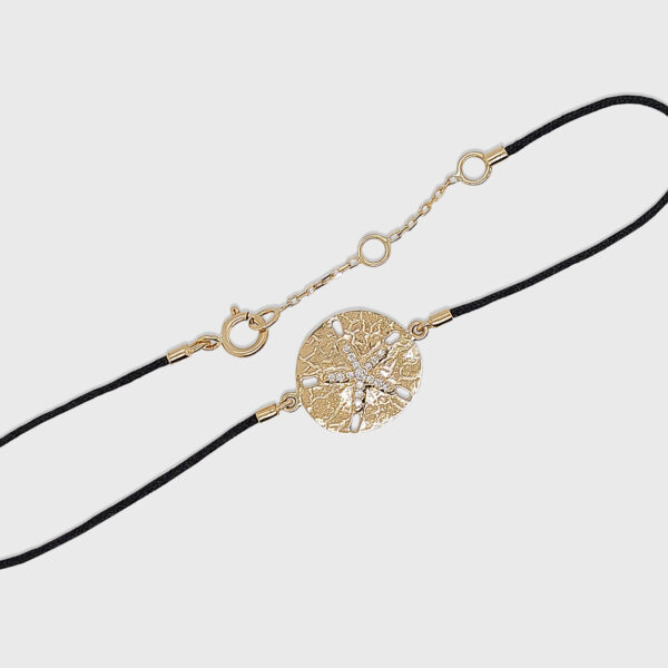 18K Gold Sand Dollar Pendant Nylon Bracelet - Image 2