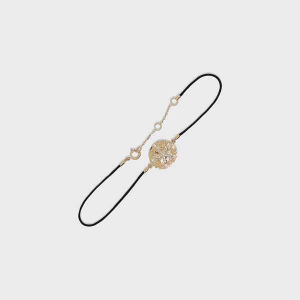 18K Gold Sand Dollar Pendant Nylon Bracelet