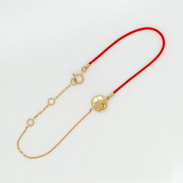 18K Gold Chain/Nylon Sand Dollar Bracelet - Image 3