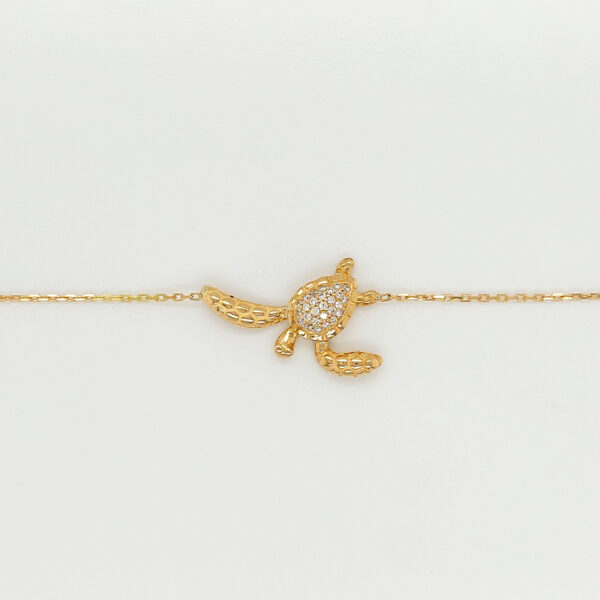 18K Gold Diamond Turtle Chain Bracelet