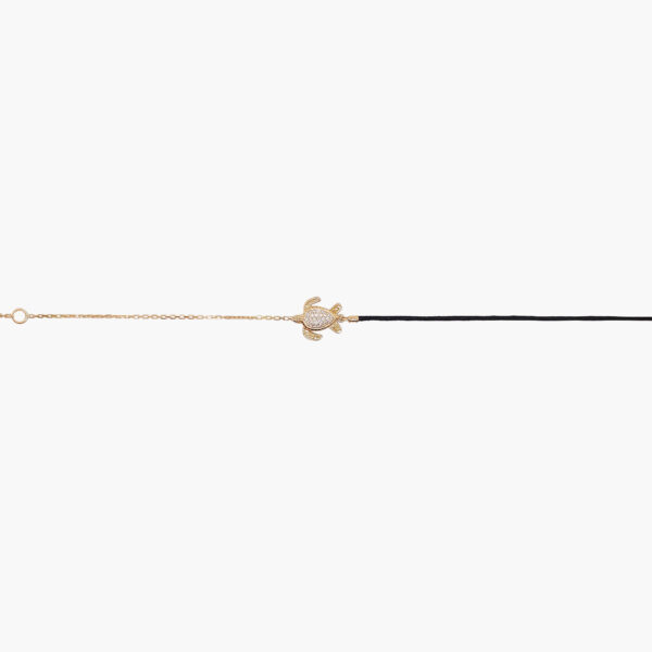18K Gold Chain/Nylon Diamond Turtle Bracelet