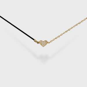 18K Gold Heart Diamond Pendant Chain Nylon Necklace