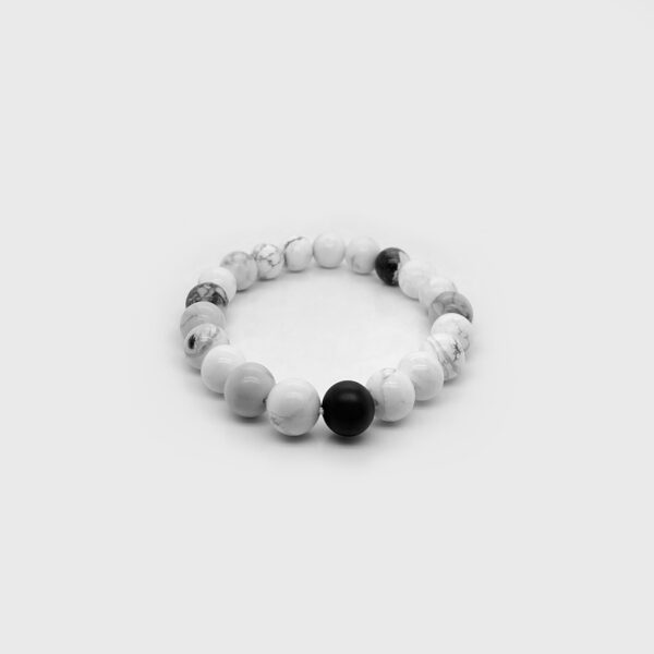 Howlite Single Matte Onyx Stone Beads Elastic Bracelet