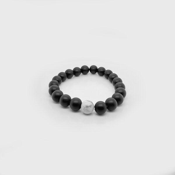 Matte Onyx Single Howlite Stone Beads Elastic Bracelet