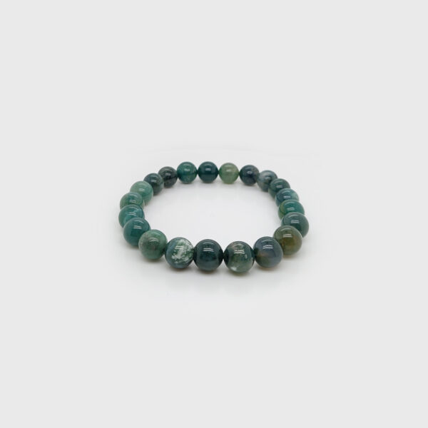 Moss Agate Stone Beads Elastic Bracelet