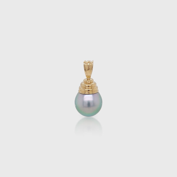 18K Gold Bail 9-10.5mm Tahitian Black Pearl Pendant