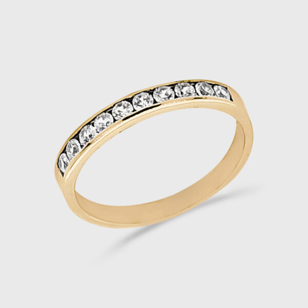 18K Gold Wedding Ring - 10 off Diamonds 0.28ct in Rail Setting