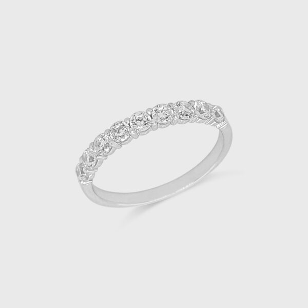 Sterling Silver Wedding Ring - 9 off Cubic Zirconia in 2-Prong Setting - Style C