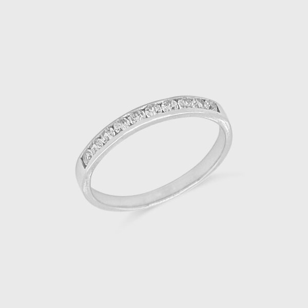 Sterling Silver Wedding Ring - 10 off Cubic Zirconia in Rail Setting