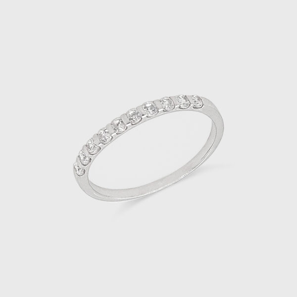 Sterling Silver Wedding Ring - 10 off Cubic Zirconia in Bar Setting