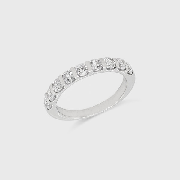 Sterling Silver Wedding Ring - 9 off Cubic Zirconia in Bar Setting - Style B